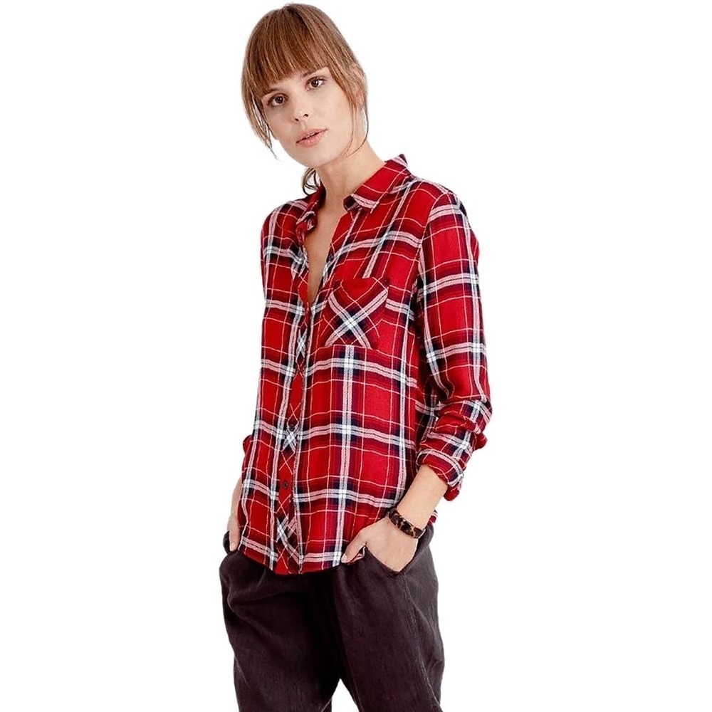 Rails Hunter Crimson/Navy Long-Sleeve Button Up